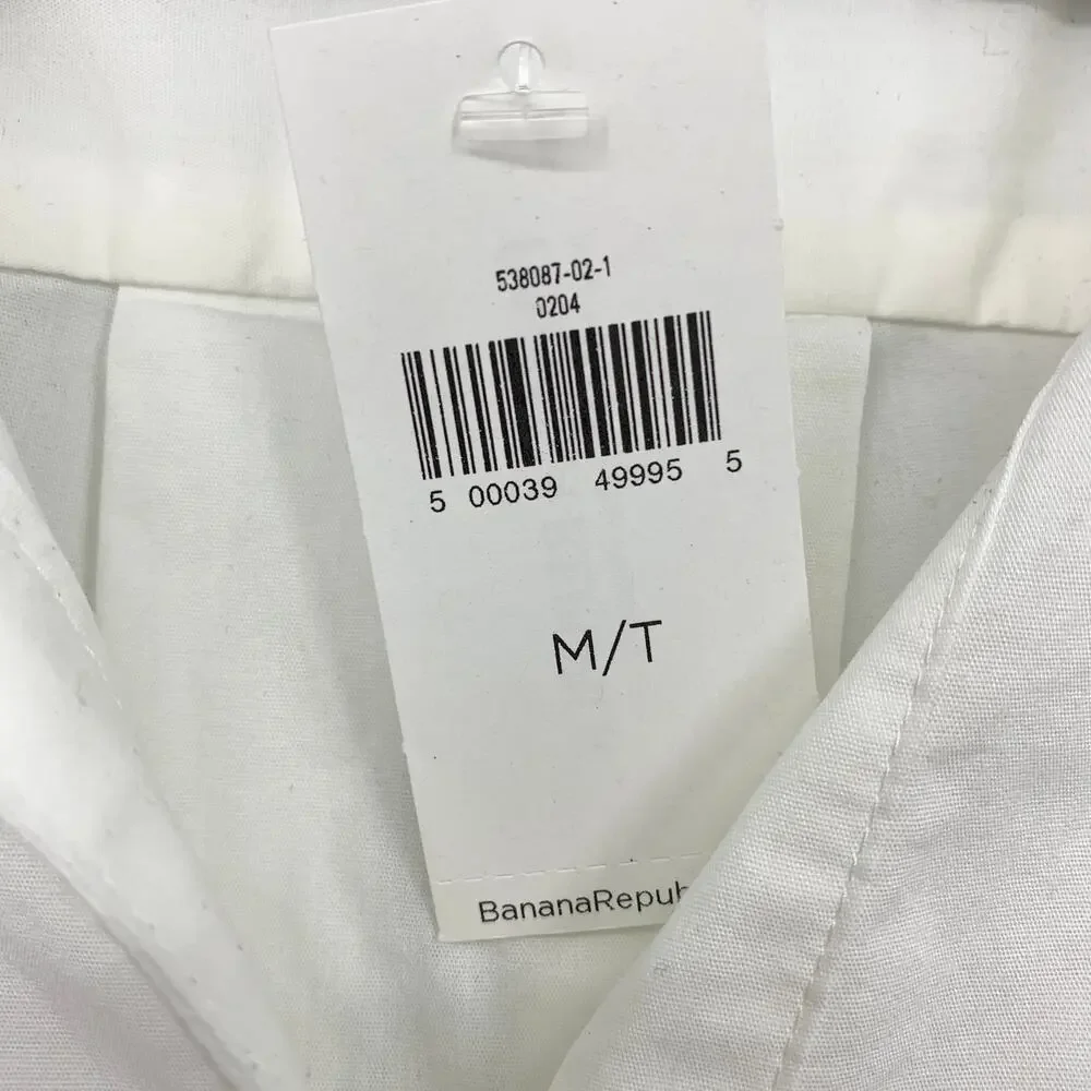 Banana Republic Puff Sleeve Popover Blouse Womens Sz Medium Tall White